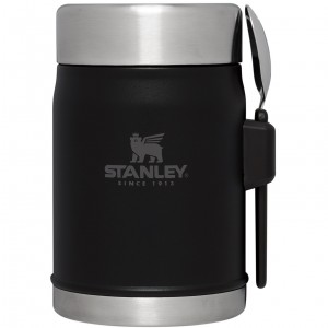 Matte Black Stanley Classic Legendary Insulated Food Jar + Spork | 14 OZ | CKFP27158