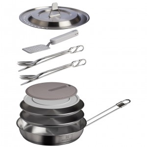 Pale Pebble + Stone Stanley The Wildfare Pro Fry Pan Cookset 15-piece set | 1.1 QT | EKHY06358